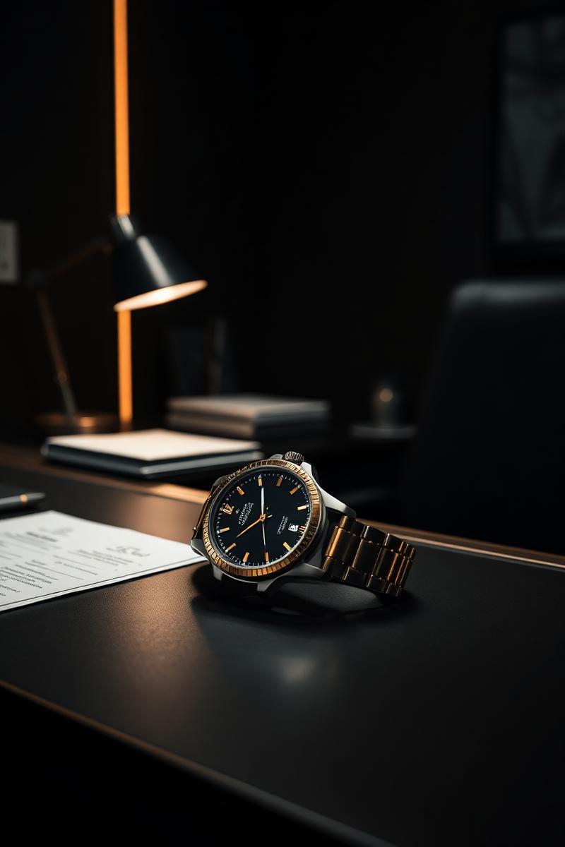 Executive desk in a dark office